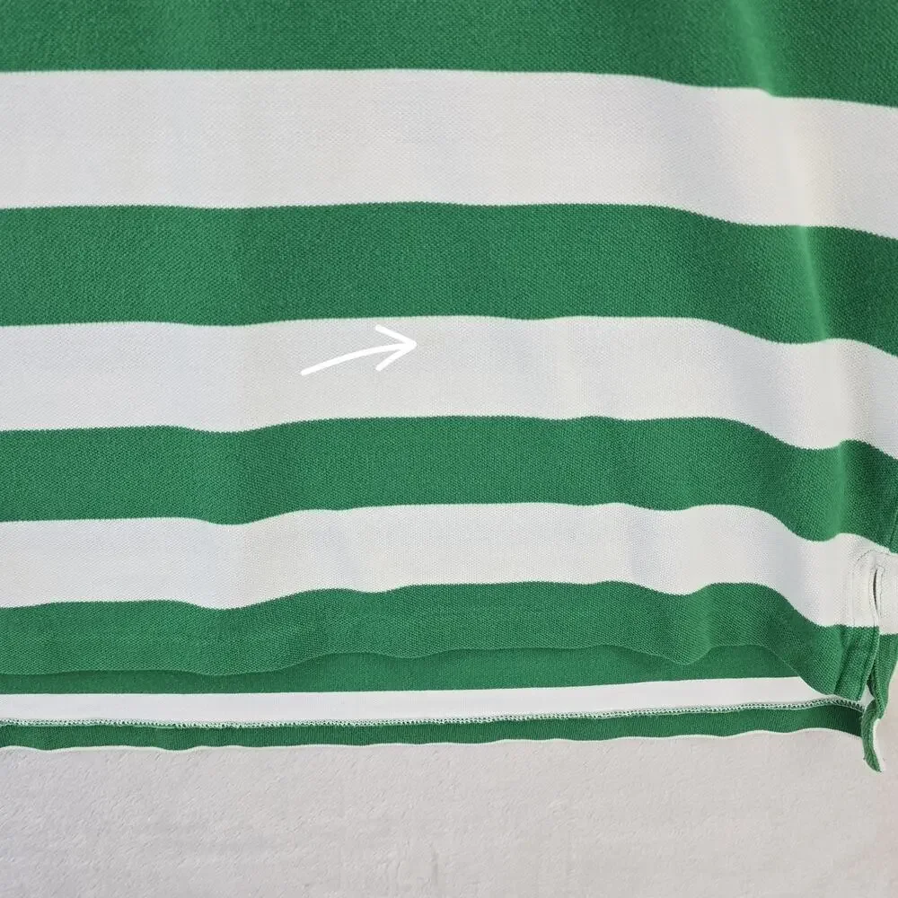 Polo Ralph Lauren Shirt Mens XL Green White Striped Flesh Big Pony 3 Rugby